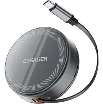 ESSAGER Z19 2v1 bezdrátová MagSafe nabíječka s výklopným stojánkem pro iPhone / Apple Watch / AirPods - 15W - šedá