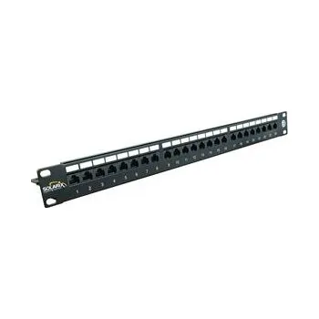 Počítač SOLARIX patch panel, CAT6, 24 x RJ45 , UTP, s vyvazovací lištou, černý, 1U