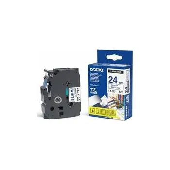 Pásek do tiskárny BROTHER TZE253 - kazeta TZ šířky 24mm, laminovaná TZE-253, bílá/modré písmo