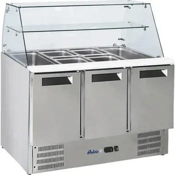 Lednice Třídveřový chlazený salátový stůl se skleněným nástavcem, Arktic