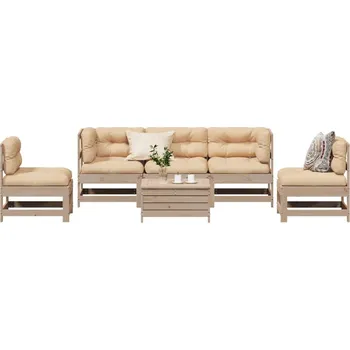 Zahradní lavice 6dílná zahradní sedací souprava s poduškami masivní borovice Hnědá3250716