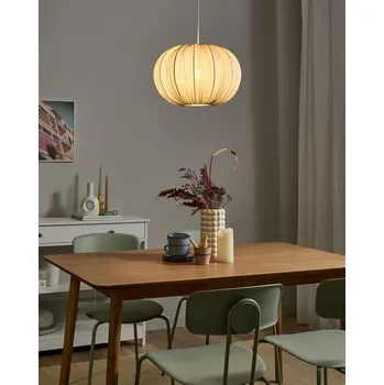 Osvětlení Závěsná lampa šedé látkové stínidlo z bavlny moderní design osvětlení do obývacího pokoje Beliani