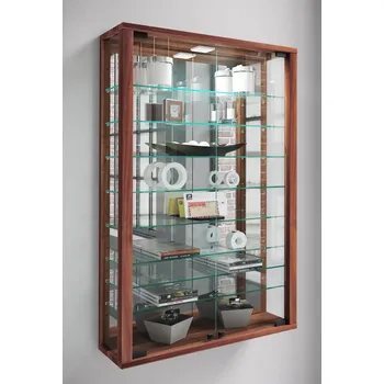 Komoda VCM Nástěnná vitrína Vitrosa Mini se zrcadlem včetně LED osvětlení, ořechové jádro 486938