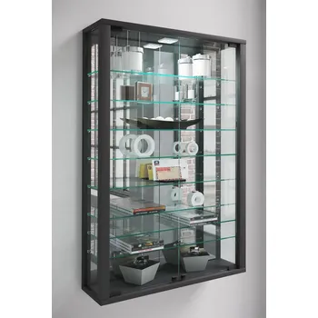 Komoda VCM Nástěnná vitrína Vitrosa Mini se zrcadlem, černá 486935