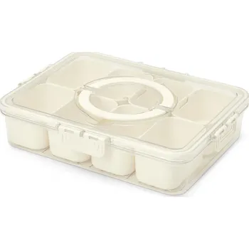 Svačinový box Přepravní box na pochutiny/svačinu 3v1, s 8 vyjímatelnými miskami