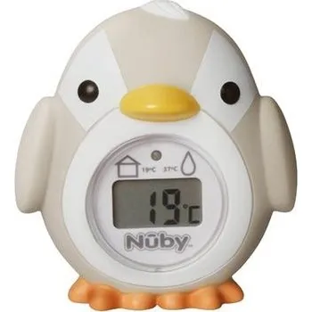 Nuby Penguin Baby teploměr do koupele | Snadno čitelný displej | Bez BPA | Šedá | Vhodné od 0 měsíců