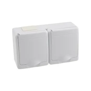 Elektrická zásuvka Dvojzásuvka na omítku IP44 bílá