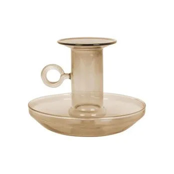 Svícen Skleněný svícen s malým uchem Classic Light pískově hnědý 7,5 cm Present Time