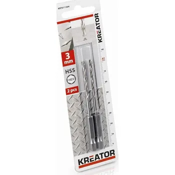 Dílna Kreator KRT011304 - 2 ks HSS Vrtáků do kovu HEX 3.0 x 82 mm