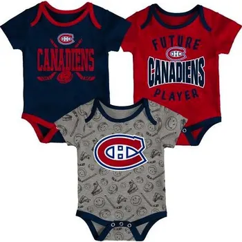 Pánské tričko Dětské body Fanatics Slam Dunk 3-Piece S/S Creeper Set Montreal Canadiens 3-6 měsíců