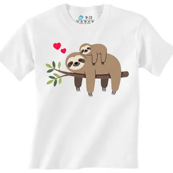 Chlapecké tričko Dětské tričko Spící Lenochod s Mládětem (Velikost: 3-4, Barva: Bílá)