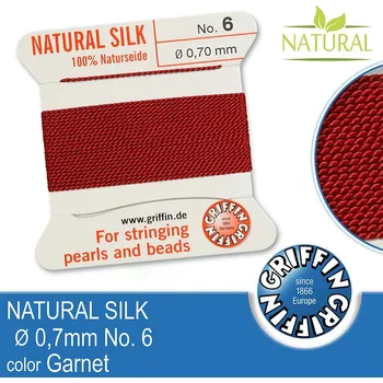 Nit Hedvábná nit s jehlou GRIFFIN síla nitě 0,70mm No.6 délka 2m. Barva Garnet