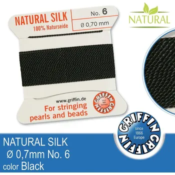 Nit Hedvábná nit s jehlou GRIFFIN síla nitě 0,70mm No.6 délka 2m. Barva Black