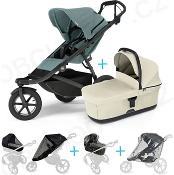 Kočárek Set 5v1 Thule Urban Glide 3 Mid blue + korbička Soft beige + pláštěnky + ochranná síť