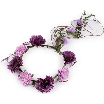 Ozdoba do vlasů Květinový věneček do vlasů Varianta: 4 švestková, Balení: 1 ks