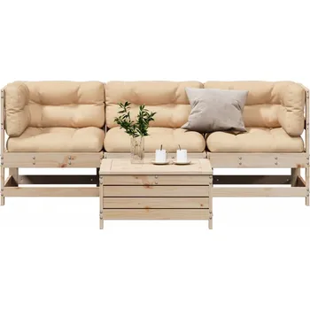 Zahradní lavice 4dílná zahradní sedací souprava s poduškami masivní borovice Hnědá3250788