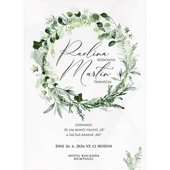 Svatební dekorace Svatební oznámení 287 – Břečťan v BOHO stylu