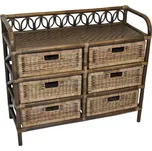 Axin Trading s.r.o. Ratanová komoda 6 zásuvek hnědá