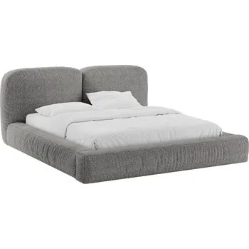 Postel Micadoni Šedá bouclé dvoulůžková postel Martina 160 x 200 cm s úložným prostorem