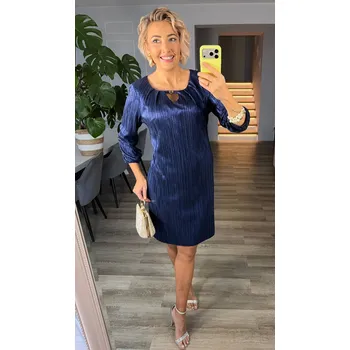 Dámské šaty Šaty elegantní 3/4 ruk. Trynite TK197 barva: modrá, velikost: 50