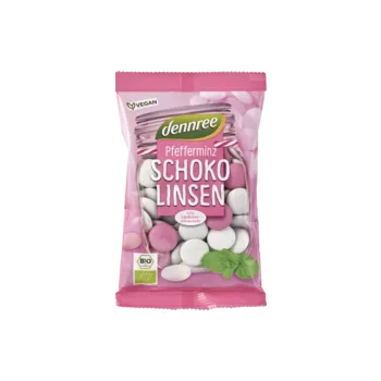 Bonbon Dennree Čokoládové čočky s mátou 100 g bio BIO VEGAN Množství: 1 ks