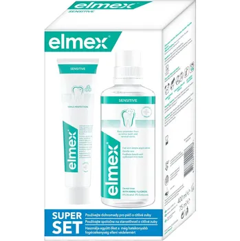 Dentální hygiena elmex Sensitive Super set pro citlivé zuby, ústní voda 400 ml + zubní pasta 75 ml