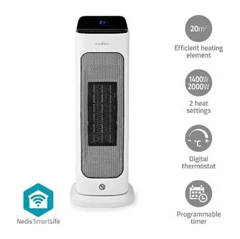 Teplovzdušný ventilátor Nedis HTFA20WTW SmartLife Keramický topný ventilátor