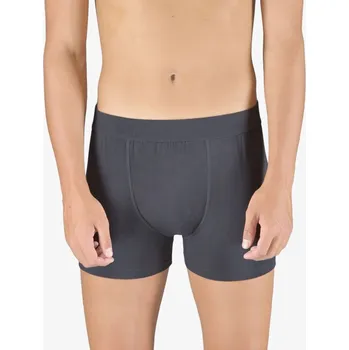 Boxerky Pánské boxerky s kratší nohavičkou, kratší nohavička, šité, jednobarevné Eco Bamboo 73126P - tm. šedá - 50/52