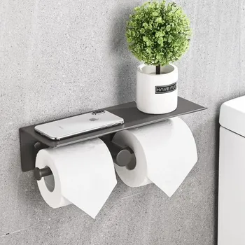 Věšák Držák toaletního papíru HANFU, bez nutnosti vrtání, samolepicí nástěnný držák toaletního papíru s