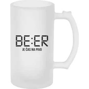 Sklenice Půllitr skleněný matný BEER - je čas na pivo