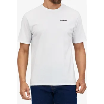 Pánské tričko Bavlněné tričko Patagonia P-6 Logo Responsibili-Tee - white
