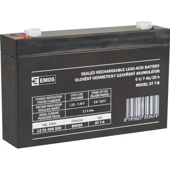 Článková baterie Emos baterie SLA 6V / 7 Ah, Faston 4.8 (187)