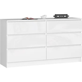 Komoda KOMODA K140 6SZ CLP PK BÍLÝ LESK