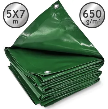 Krycí plachta JAGO Plachta 650 g/m², hliníková oka, zelená, 5 x 7 m