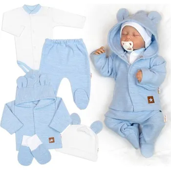 Baby Nellys Pletená sada oblečení pro miminko Star 5dílná modrá Baby Nellys Vel. 56