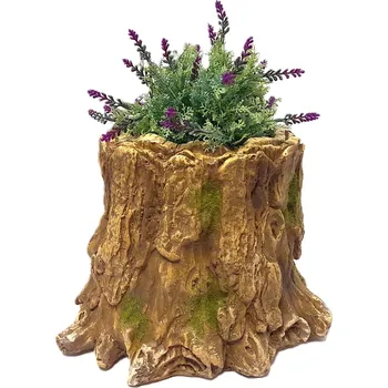 Zahradní dekorace Obal pařez hnědý s mechem