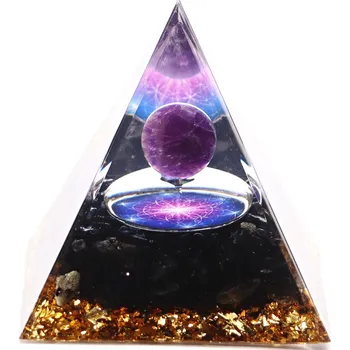 Drahý kámen Magieprirody.cz Orgonit pyramida 5x5 cm Ametyst kulička + Obsidián kameny #OR109