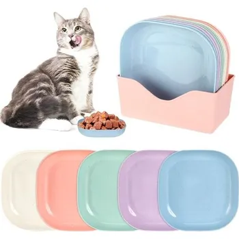 miska pro kočku 10dílná sada misek pro kočky, plochá miska pro kočky, sada barevných misek na krmivo pro kočky,