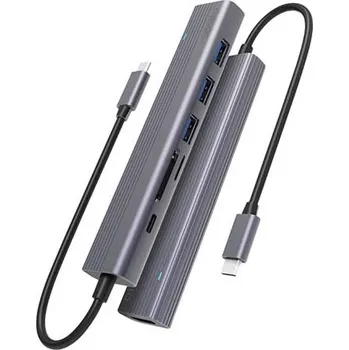 USB hub Spello USB-C Hub Slim 7in1 - vesmírně šedá