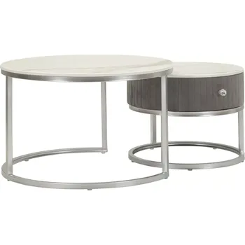 Konferenční stolek Sada 2 ks konferenčních stolků Greys mramor/stříbrná