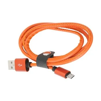 Datový kabel Omega PUCL1-OE Micro USB to USB leather cable 1 m, oranžová
