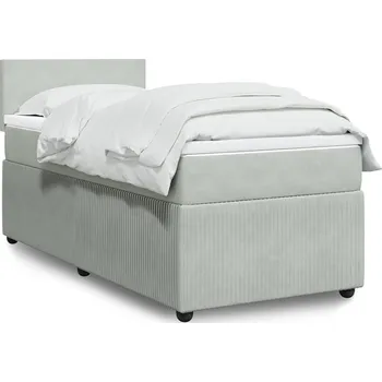 Postel vidaXL Box spring postel s matrací 80 x 200 cm samet [3289888] Barva: světle šedá