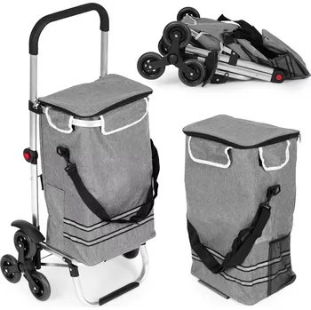 Nákupní taška Skládací nákupní vozík s taškou 30 l, trojité kolečka a termokapsa ModernHome