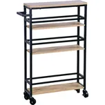 KESPER Police do výklenku, pojízdný regál, bambus, kov 50 x 15 x 81 cm