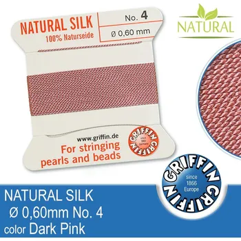 Nit Hedvábná nit s jehlou GRIFFIN síla nitě 0,60mm No.4 délka 2m. Barva Dark Pink