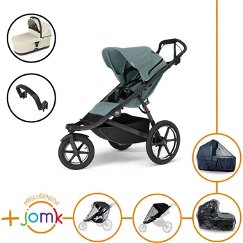 Dětské zboží Set 7v1 Thule Urban Glide 3 Mid blue + madlo + korbička Soft beige + JOMK příslušenství