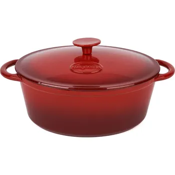 Hrnec Litinový pekáč s pokličkou KONIGHOFFER OVAL červený 4 l