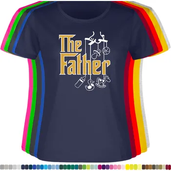 Dámské tričko levne-damske-bavlnene-tricko-potisk-otec-kmotr-loutky Barva: Navy - tmavě modrá, velikost: L