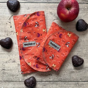 Svačinový box Sada velké a malé kapsy, oranžová retro zvířátka MagsBags.cz