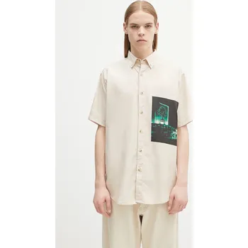 Pánská košile Košile Aries Motel Graphic Work Shirt AR4011503 béžová 08X, vel. M